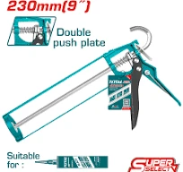 Total Tools TOTAL TOOLS Caulking Gun 9"/230mm, Heavy Duty 2.2mm Thickness with Aluminum Handle, Double Push Plate & Puncture Needle - THT21309