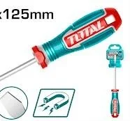 Total Tools TOTAL TOOLS Slotted Screwdriver SL6.5 Magnetic Tip, S2 Steel Round Shank, 6.0mm Diameter x 125mm Blade, Ergonomic Three-Color Handle - TSDSL6125