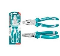 Total Tools TOTAL TOOLS Combination Pliers 7"/180mm, Polished Anti-Rust Finish, Two-Color Ergonomic Handle Hand Tool - THT110706P