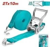 Total Tools TOTAL TOOLS 2T Ratchet Strap (10m Length, 35mm Width) with Ratchet Mechanism and Double J-Hooks - THTRS2101
