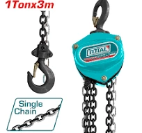 Total Tools TOTAL TOOLS 1-Ton Chain Block (3m Lift Height, 1 Load Chain, 383 mm Hook-to-Hook Distance, 250 N Pull Force, 12.2 kg Net Weight) in Wooden Case Packaging - TCBK0201