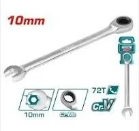 Total Tools TOTAL TOOLS Ratchet Spanner 10mm, 160mm Length, Cr-V Steel with CrMo Ratchet, Chrome Plated Matt Finish Ratcheting Wrench - TCSPAR101