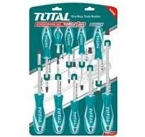 Total Tools TOTAL TOOLS 10-Piece Screwdriver Set (Cr-V Steel) with New Design Handle and Assorted Slotted/Phillips Round Blades - THT250610