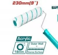 Total Tools TOTAL TOOLS Outer Wall Roller Cylinder Brush 9 Inch (230mm), Acrylic Fibre, 18mm Fibre Height, 8mm Central Shank, 1 Roller Cover with 4 Assistant Shanks - THRHT042302