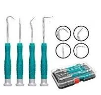 Total Tools TOTAL TOOLS 4-Piece Pick and Hook Set (Straight Pick, Full Hook, 45� & 90� Hook), Precision Mechanics Hand Tool Kit with Plastic Storage Case - TPHSK0401