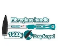Total Tools TOTAL TOOLS 1500g Machinist Hammer with Heat-Treated Drop-Forged 45# Carbon Steel Head and TOTAL-Style Fiberglass Handle - THT7115006