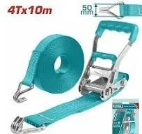 Total Tools TOTAL TOOLS 4T Ratchet Tie Down Strap (10m Length, 50mm Width) with Ratchet Mechanism and Double J-Hooks - THTRS4101