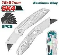 Total Tools TOTAL TOOLS Folding Utility Knife with Aluminum Alloy Handle, 61x19mm Blade Size (Includes 5 Extra Blades) - THT5136236