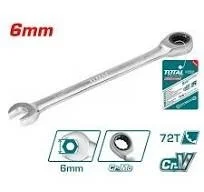 Total Tools TOTAL TOOLS Ratchet Spanner 6mm, 128mm Length, Cr-V Steel, Chrome Plated Matt Finish Ratcheting Wrench - TCSPAR061