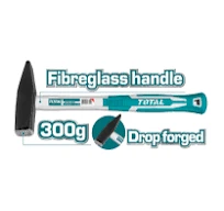 Total Tools TOTAL TOOLS Machinist Hammer 300g, 45# Carbon Steel Drop-Forged Head, Heat Treated, TOTAL Style Fiberglass Handle, Engineering & Workshop Hammer - THT713006