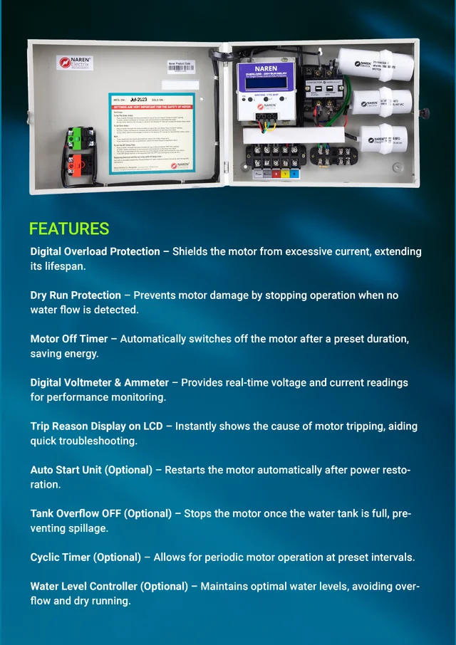 NAREN Electrix l Control Staters l Single Phase Sub Pumps l Digital l ODOLR - SKU - 47603985 - 1 HP