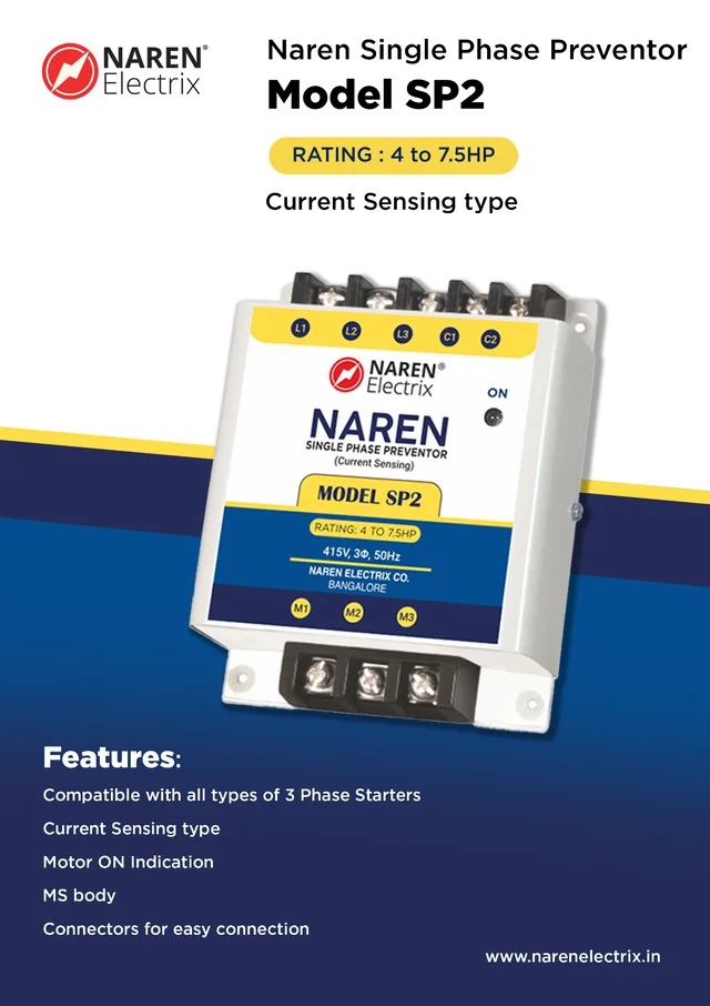 NAREN Electrix l Single Phase Preventors l Model SP2 (4 to 7.5HP) - SKU - 47312557