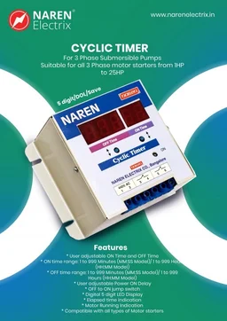 NAREN Electrix l Timers l Cyclic Timers l 3 phase Type l 5 digit DOL/Save Cyclic Timer -SKU - 47309032 - HHH:MM