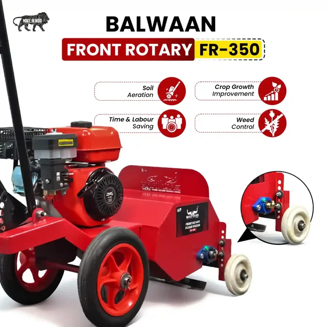 Balwaan Krishi Balwaan FR-350 7HP 4-Stroke Petrol Front Rotary Inter Cultivator & Tiller | Multi-Pulley Drive Technology (MPDT) with High Carbon Blades| MTAK-EN-PO-7058