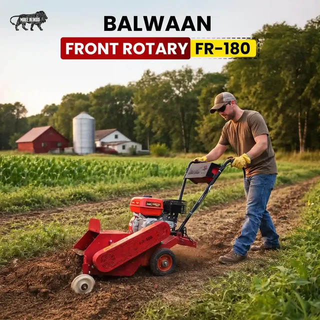 Balwaan Krishi Balwaan BP-700 Red Tiger 7HP 4-Stroke Petrol Power Weeder & Cultivator | Dual Clutch Tiller with 32 Blades, Disc & Euro V Professional Engine | MTAK-EN-PO-716