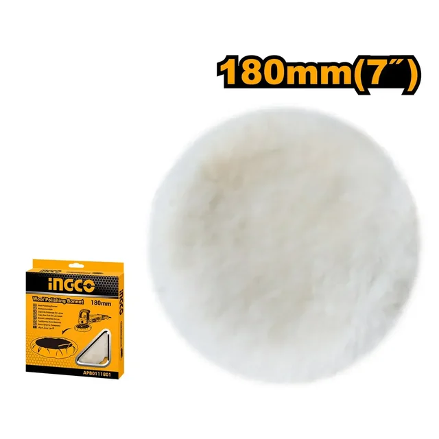 INGCO APB0111801 180mm Wool Polishing Bonnet | Real Wool | Polishing & Buffing Pad