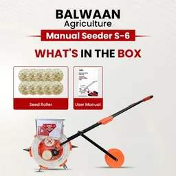 Balwaan Krishi Balwaan S-6 6-Tooth Hand Push Precision Manual Seeder with 8.5cm Adjustable Sowing Depth & 8-Size Roller Set - MTAK-MA-HA-6937