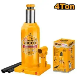 INGCO HBJ402 4 Ton Hydraulic Bottle Jack | 190-370mm Lift Height | 180mm Travel | Safety Valve