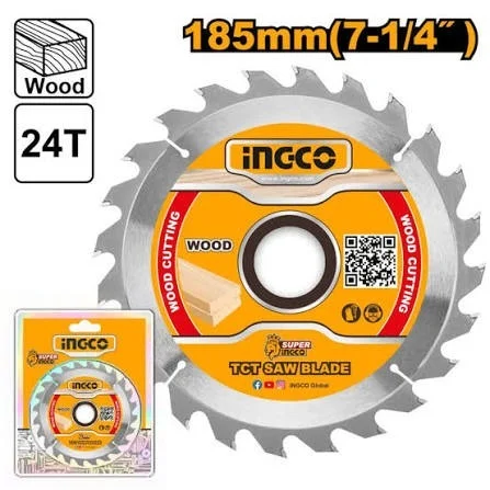 INGCO TSB118511 185mm 24T Circular Saw Blade | 7-1/4 Inch | 20mm Arbor | 16mm Reduction Ring