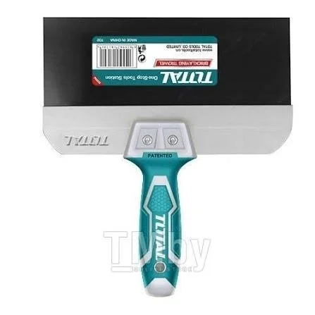 Total Tools TOTAL TOOLS Drywall Taping Knife 12"/300mm, 0.5mm Blade Thickness with Aluminum Backing Plate & Unique Design Handle -THPUT38300