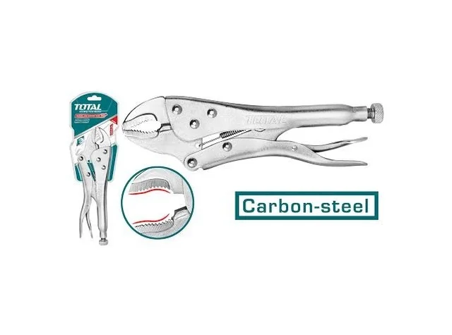 Total Tools TOTAL TOOLS Curved Jaw Locking Pliers 10", Carbon Steel with Nickel Plating & Plastic Handle - THT191003