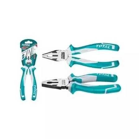 Total Tools TOTAL TOOLS Combination Pliers 8"/200mm, Cr-V Steel with Black Finish & Polish and Two-Color Handle - THT210806
