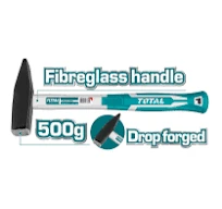 Total Tools TOTAL TOOLS Machinist Hammer 500g, Drop-Forged 45# Carbon Steel Heat-Treated Head with Fiberglass Handle - THT715006