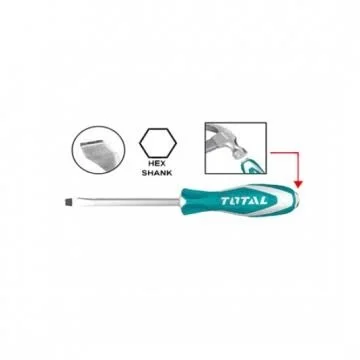 Total Tools TOTAL TOOLS Phillips Go-Through Screwdriver PH2, S2 Industrial Steel Hex Shank, 6.0mm Shank Diameter x 100mm Length, Heavy-Duty Cross Head Screwdriver - THTGTSPH2100