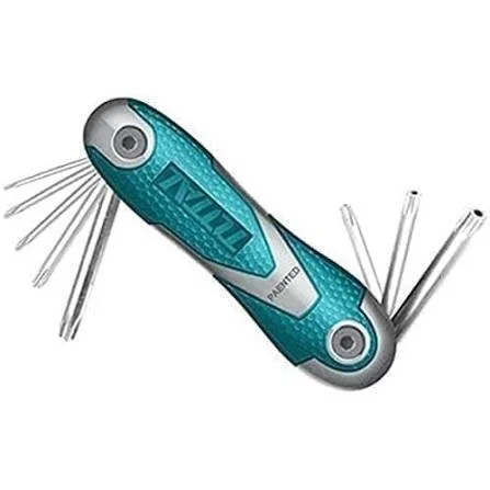 Total Tools TOTAL TOOLS 8-Piece Pocket Hex Key Set (28mm), Heat-Treated Cr-V Steel, Chrome-Plated Folding Allen Wrench Set - THT1061826