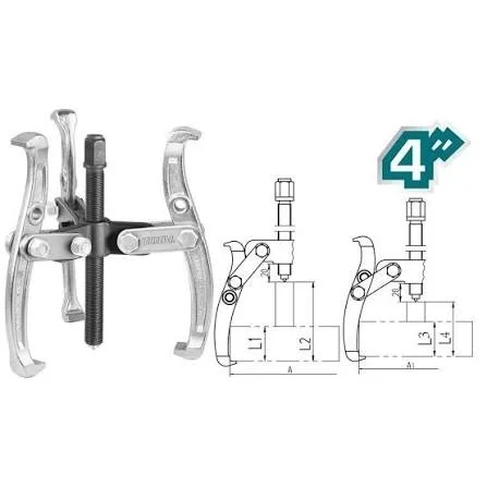 Total Tools TOTAL TOOLS 4" 2-Jaw Gear Puller with 3000KG Max Force, Heat-Treated Chrome-Plated Cr-V Construction - THTGP246