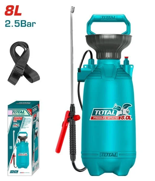 Total Tools TOTAL TOOLS 8L Pressure Sprayer with Aluminium Pump Lever, Stainless Steel Lance and Adjustable Nozzle - THSPP30802