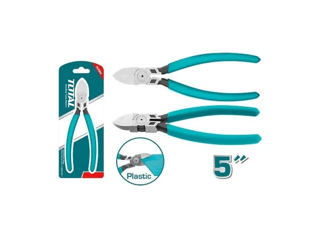 Total Tools TOTAL TOOLS Plastic Cutting Pliers 5"/140mm, Black Finish & Polished Surface, Plastic Handle Precision Cutting Hand Tool - THT230512