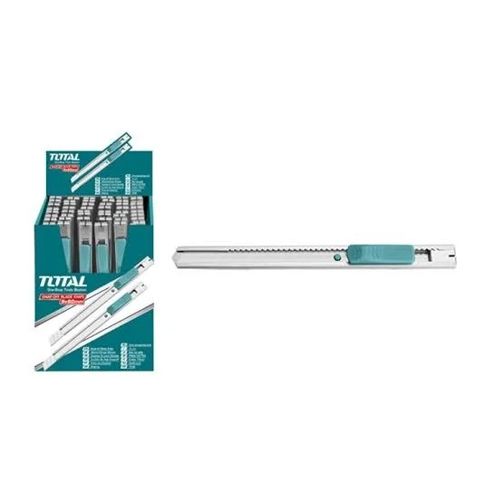 Total Tools TOTAL TOOLS Snap-Off Blade Knife 9mm x 80mm, Stainless Steel Body, Auto-Lock, Flat Push Button, 130mm Length, 1 Blade - THT5110906