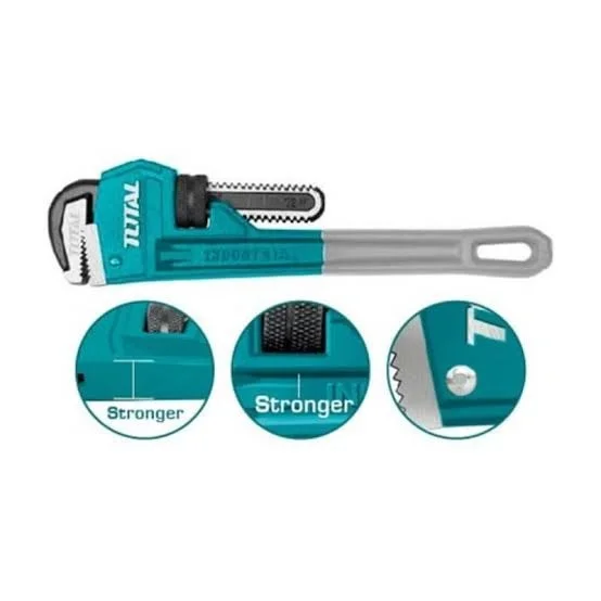 Total Tools TOTAL TOOLS 10"/250mm Pipe Wrench with 34mm Max Clamping Diameter, Ductile Cast Iron Body, and Drop-Forged Carbon Steel Jaw - THT171006