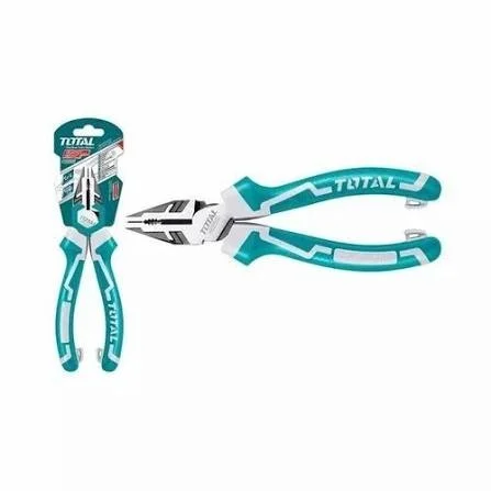Total Tools TOTAL TOOLS 9.5" (240mm) High Leverage Combination Pliers with Cr-V Steel, Black Finish and Polish, TPR Two-Color Handle, and 30% Strength Saving - THT210906S