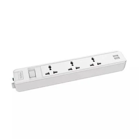 Total Tools TOTAL TOOLS 3-Way 13A Extension Socket with USB (3m Cable, $3 times 1.25text{mm}^2$), 2.1A USB Ports, Overload Protection, 1 Separate Switch, and Copper Wire Construction - THES13041VSB