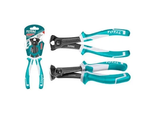 Total Tools TOTAL TOOLS End Cutting Pliers 6"/160mm, Cr-V Steel, Black Finish & Polished Surface with Two-Color Handle - THT260606