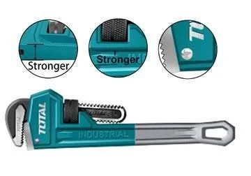 Total Tools TOTAL TOOLS 14" (350mm) Pipe Wrench with 50mm Max Clamping Diameter, Drop-Forged Carbon Steel Jaw, and Ductile Cast Iron Body - THT171146
