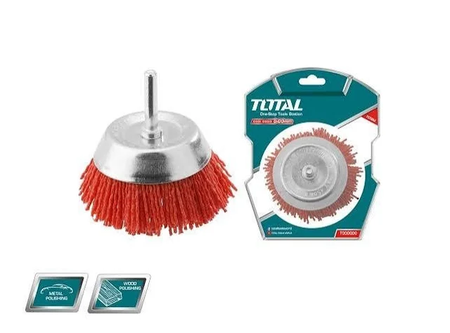 Total Tools TOTAL TOOLS Nylon Brush 50mm, 1.3�1.5mm Wire Diameter, 6.3mm Rod Diameter, Cleaning Brush with Nylon Bristles - TAC33025