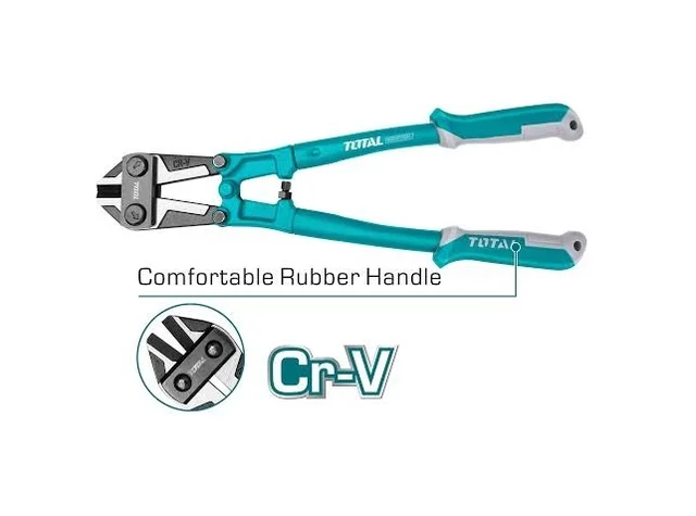 Total Tools TOTAL TOOLS 12" Bolt Cutter with Cr-V Blade, Black Finish and Polish, and TPR Two-Color Handle - THT113126