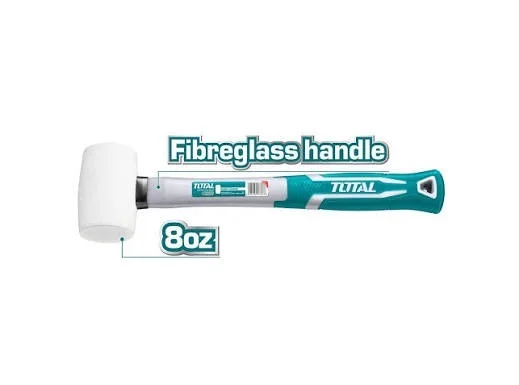 Total Tools TOTAL TOOLS Rubber Hammer Mallet 8oz/220g, Soft 45% Natural Rubber Head with Fiberglass Handle - THT76836