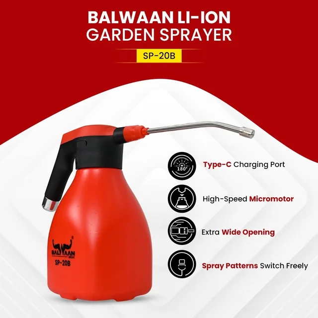 Balwaan Krishi Balwaan SP-20B Li-Ion Battery Sprayer 2 Litre with 1 Spray Nozzle, Extendable Spray Lance, USB Charging Cable, Washer & User Manual - MTAK-BA-SP-5592