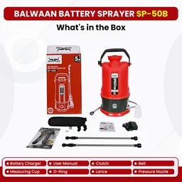 Balwaan Krishi Balwaan SP-50B Li-Ion Battery Sprayer 5 Litre with 12V 2.6Ah Lithium Battery, 2 Nozzles, 1+1 Lance & User Manual - MTAK-BA-SP-5593