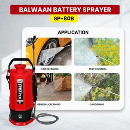 Balwaan Krishi Balwaan SP-80B Li-Ion Battery Sprayer 8 Litre with 12V 2.6Ah Lithium Battery, 2 Nozzles, 1+1 Lance & User Manual - MTAK-BA-SP-5594
