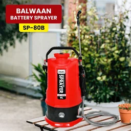 Balwaan Krishi Balwaan SP-80B Li-Ion Battery Sprayer 8 Litre with 12V 2.6Ah Lithium Battery, 2 Nozzles, 1+1 Lance & User Manual - MTAK-BA-SP-5594