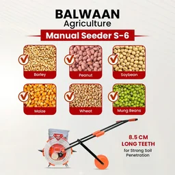 Balwaan Krishi Balwaan S-6 6-Tooth Hand Push Precision Manual Seeder with 8.5cm Adjustable Sowing Depth & 8-Size Roller Set - MTAK-MA-HA-6937