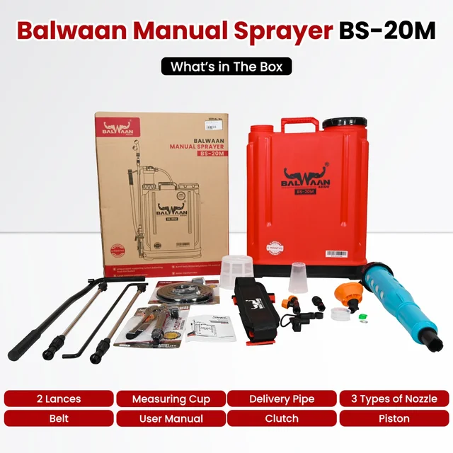Balwaan Krishi Balwaan BS-20M Gold Series Manual Sprayer with 3 Nozzles, Delivery Pipe, Extendable Lance & User Manual - MTAK-MA-SP-5595