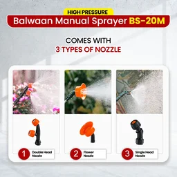 Balwaan Krishi Balwaan BS-20M Gold Series Manual Sprayer with 3 Nozzles, Delivery Pipe, Extendable Lance & User Manual - MTAK-MA-SP-5595