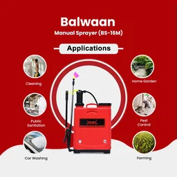Balwaan Krishi Balwaan BS-16M Manual Sprayer with 3 Nozzles, Delivery Pipe, Extendable Lance & User Manual - MTAK-MA-SP-5675