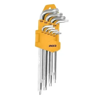 INGCO HHK13091 9-Piece Long Arm Torx Key Set | Cr-V | T10-T50 | Heat Treated & Chrome Plated | Torx Keys